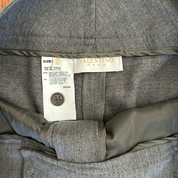 Valentino Gray Wool Wide Waistband Two Side Pockets Flare Pants Slacks US 10 - Picture 4 of 7
